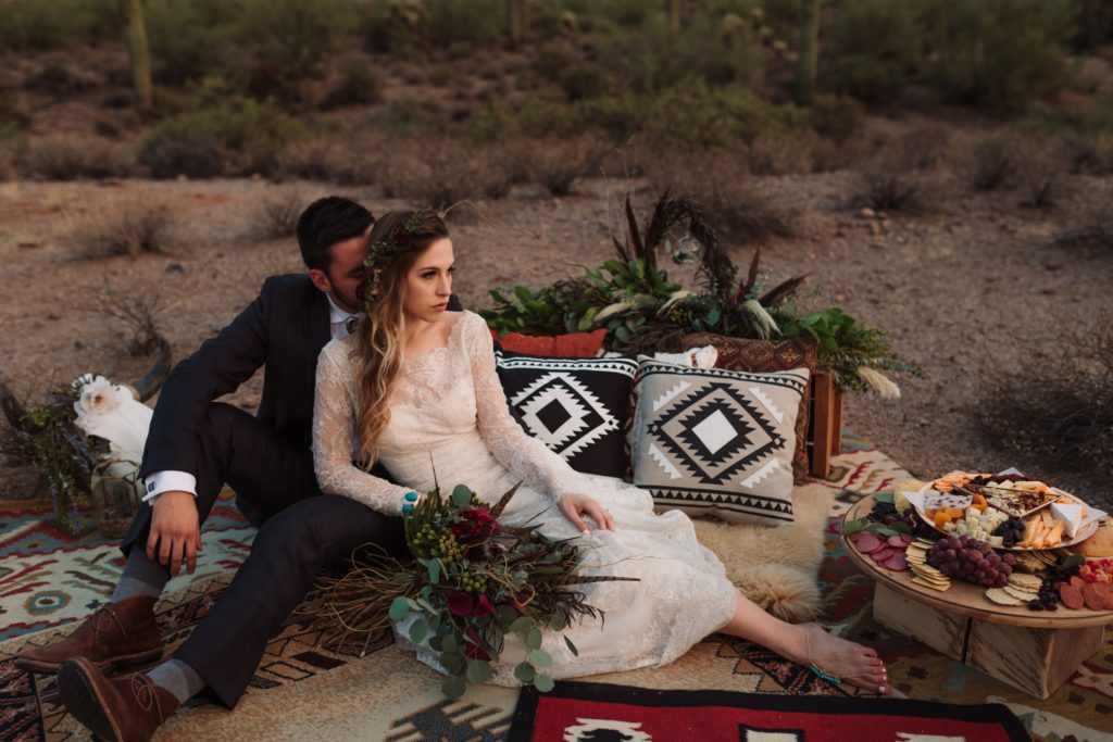 Superstition Mountain Elopement with vintage rugs