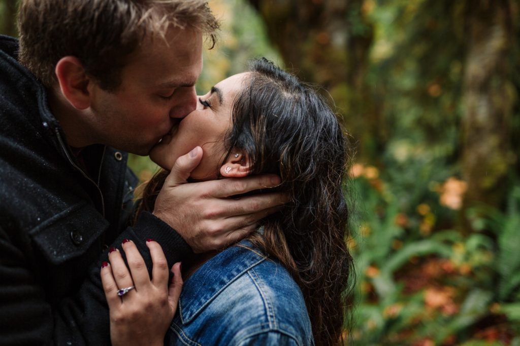 Dreamy kiss in Seattle Rain