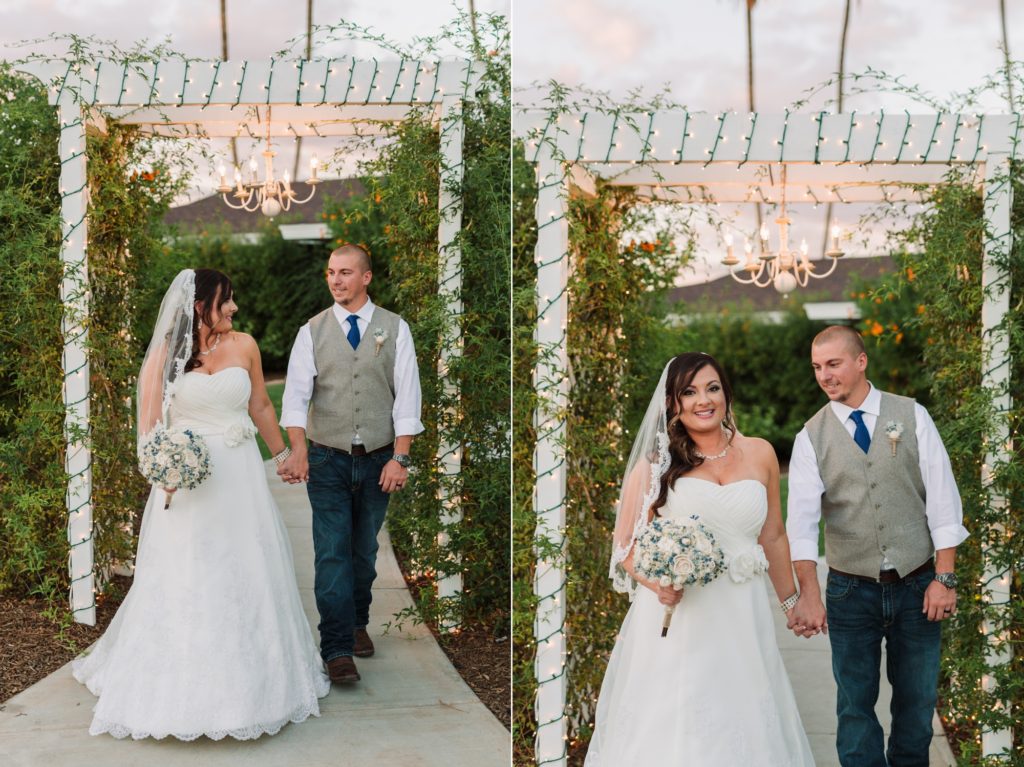 Mesa Az Wedding Couple under Vine Archway