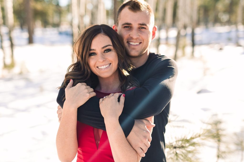 Payson Engagement Photos in the snowy forest