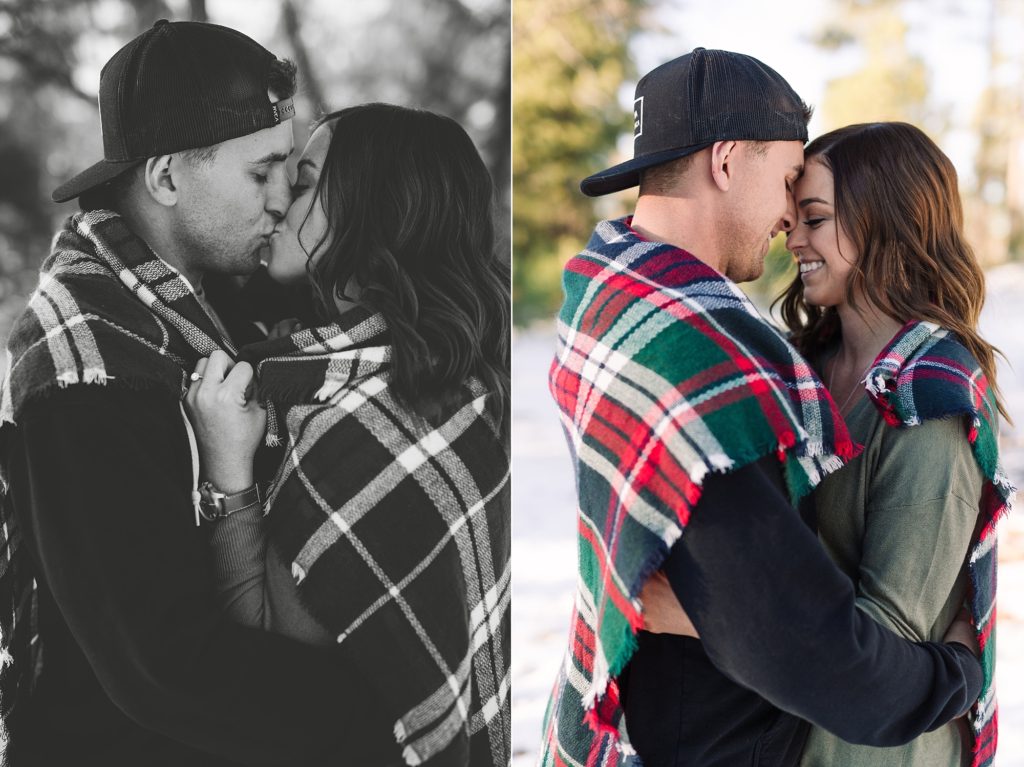 Payson AZ Engagement Photos couples wrapped up in blanket