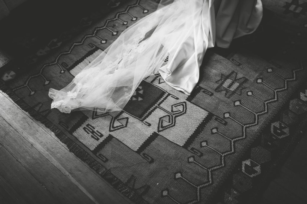 San Diego Airbnb Moroccan Rug and wedding gown