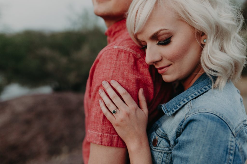 Phoenix Engagement Photos with Blue Green Sapphire Ring