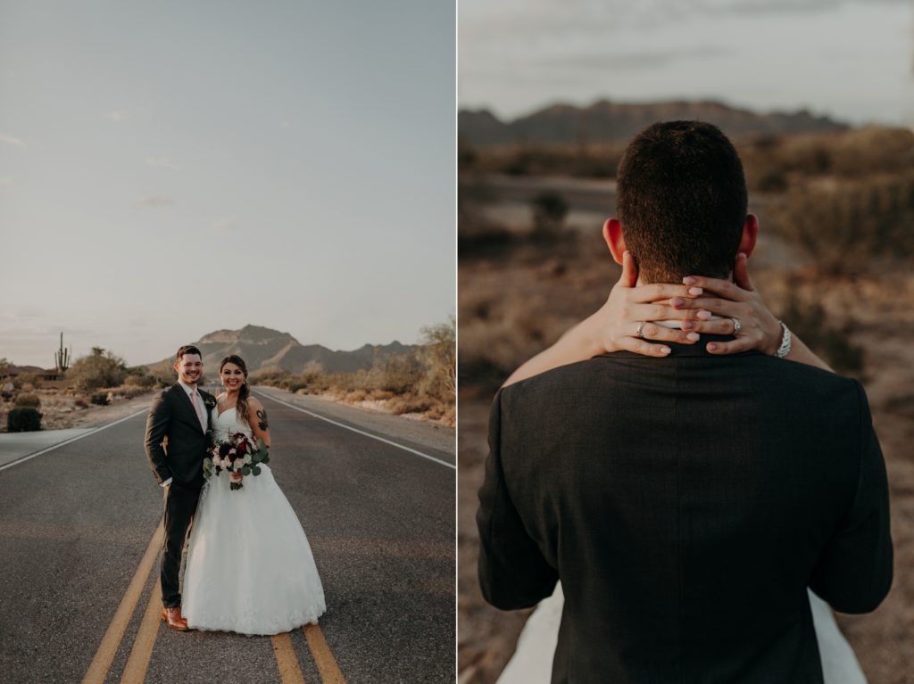 Mesa Az Desert Wedding Tattooed Bride and Groom