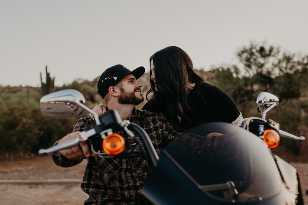 Coon Bluff Desert Motorcycle Engagement Photos