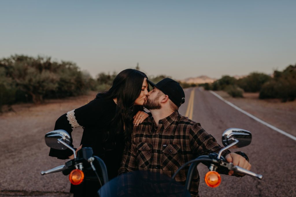 Coon Bluff Desert Motorcycle Engagement Photos