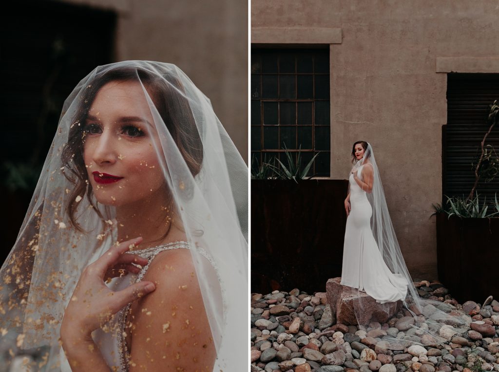 Gold Leafed Veil at The Ice House
