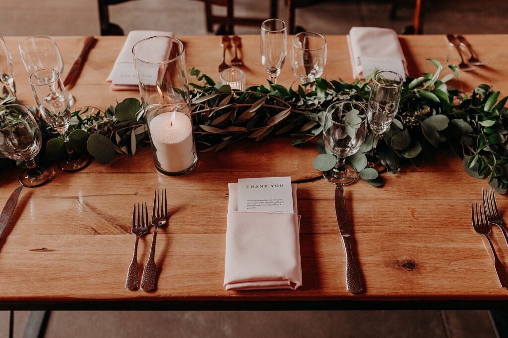 table setting at the paseo wedding venue