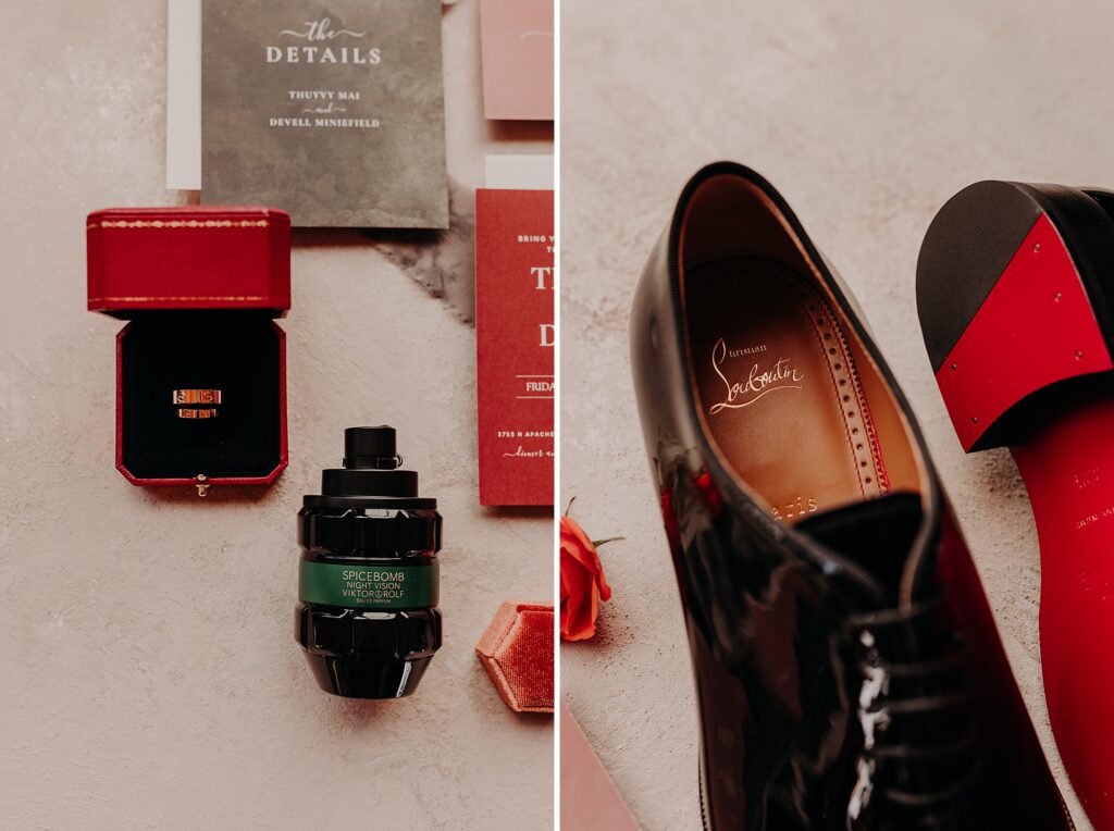 louboutin dress shoes styled with cologne