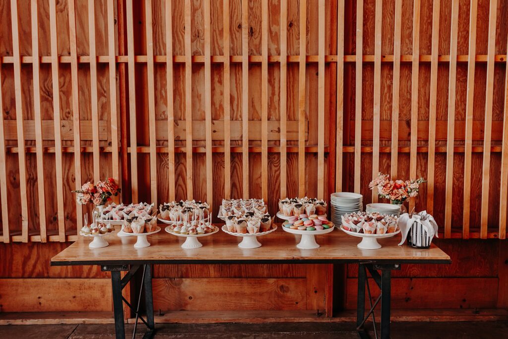 dessert table at wedding reception a the paseo