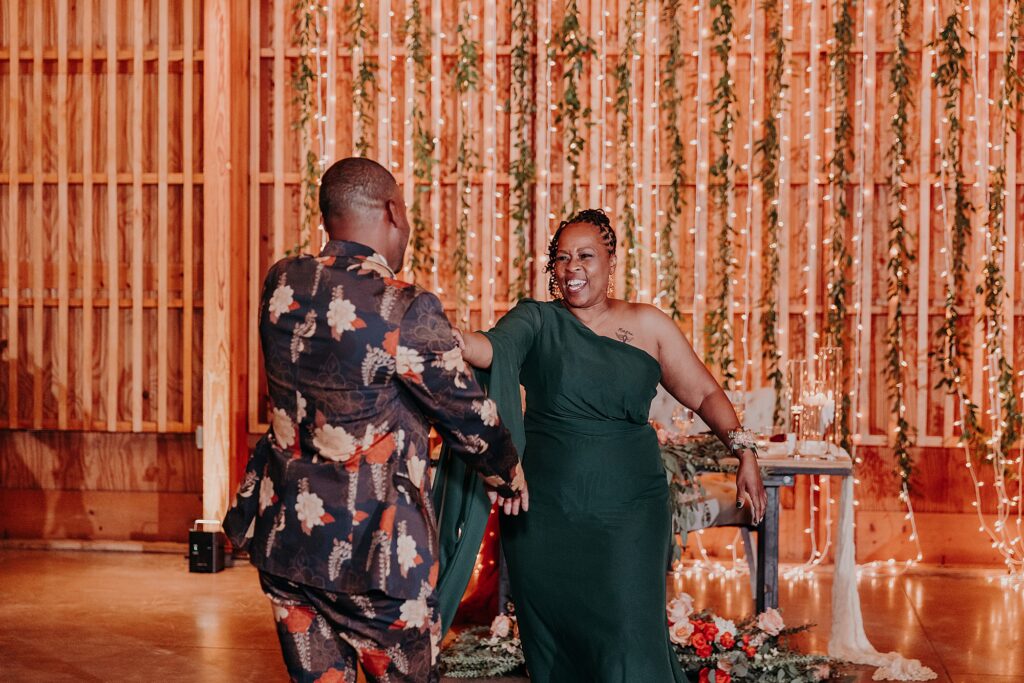 groom shares first dance with his mother