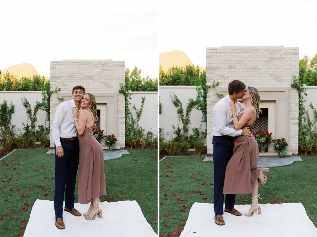 Surprise proposal in the Garden at the Global Ambassador Hotel in Phoenix, Arizona.
