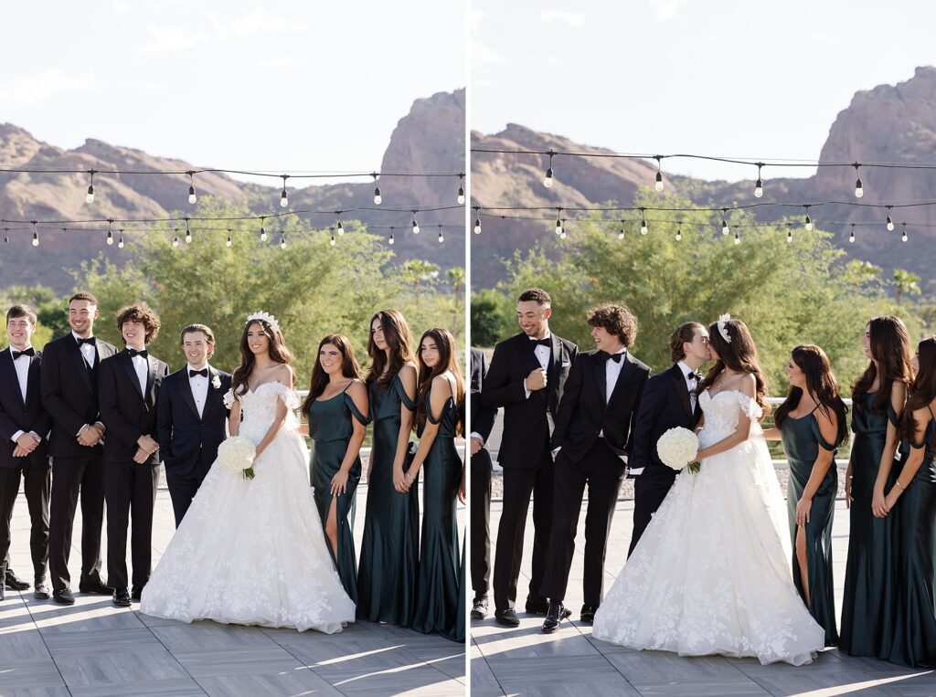 candid photo of wedding party at mountain shadows