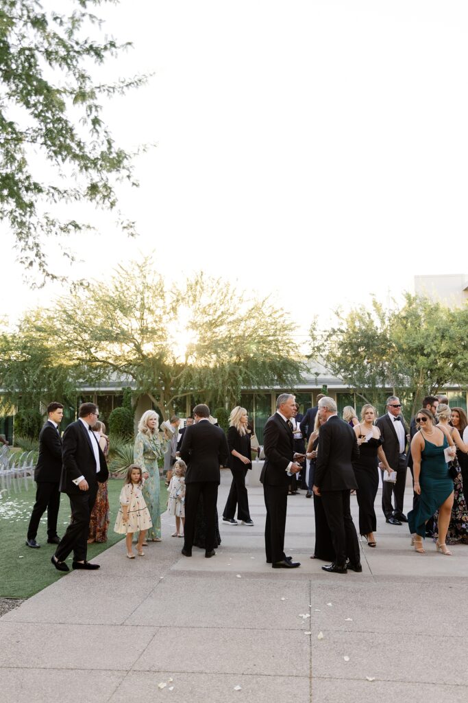 wedding guests during cocktail hour at mountain shadows