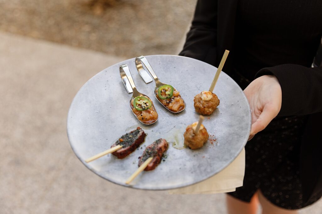 Hors d'oeuvres at wedding cocktail hour