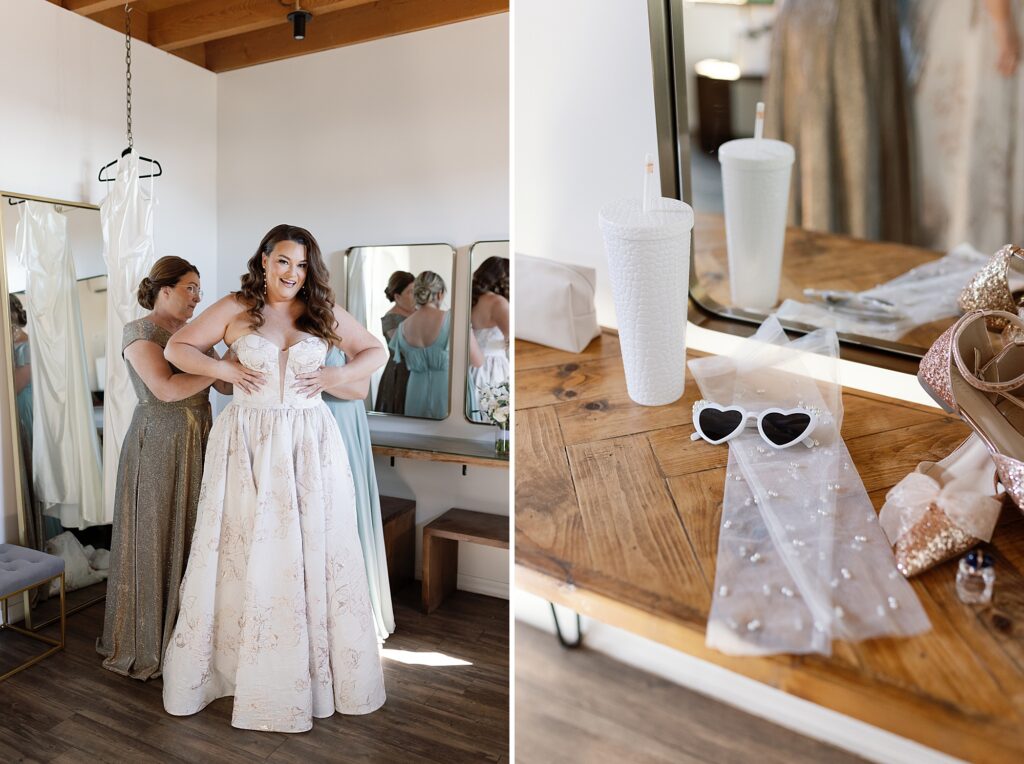 Bride getting ready at the Paseo wedding venue in Apache Junction, Arizona.