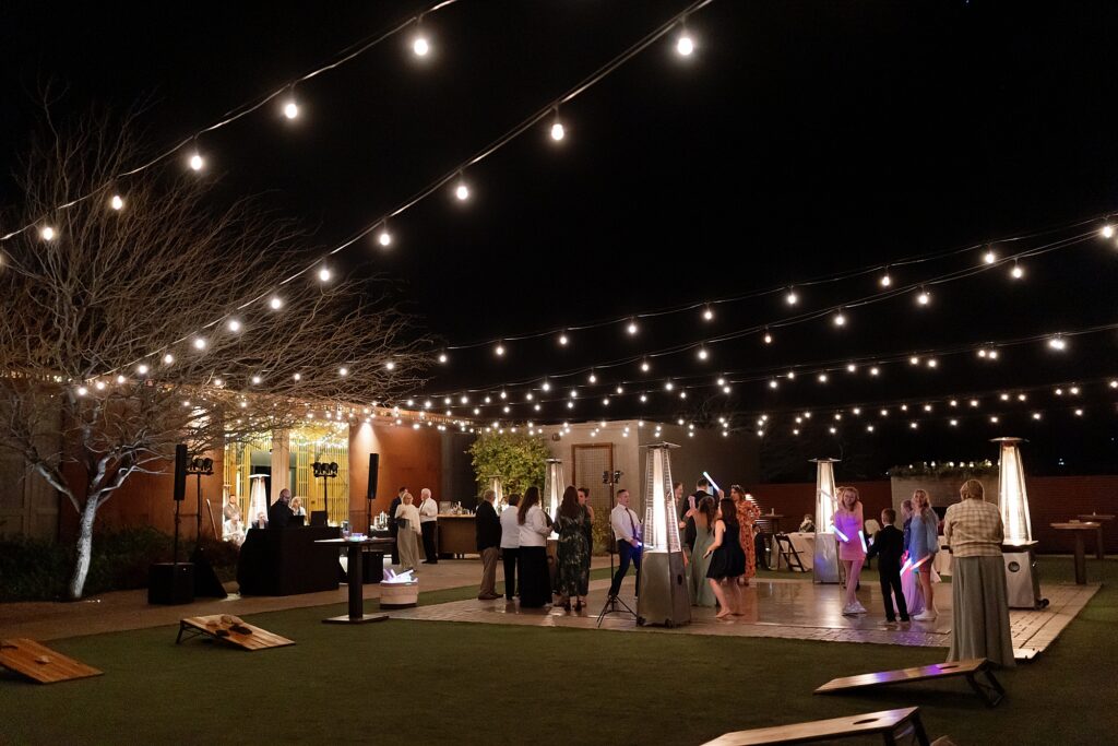 Outdoor wedding reception at the paseo in Apache Junction, Arizona.