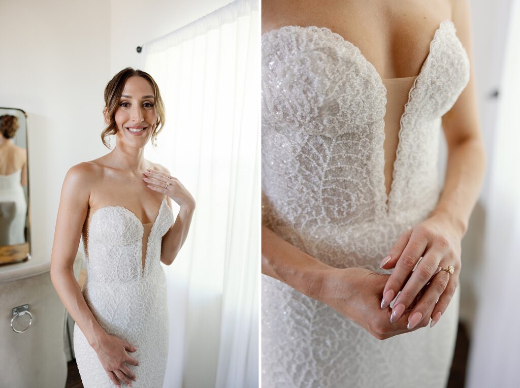 bride gets ready on wedding day at the paseo