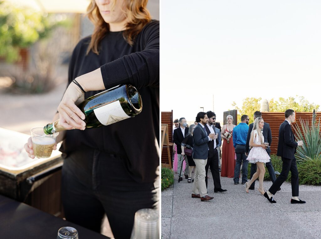 guests arrive and walk into wedding ceremony