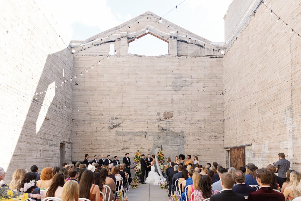 Phoenix wedding at The Ice House with colorful flowers