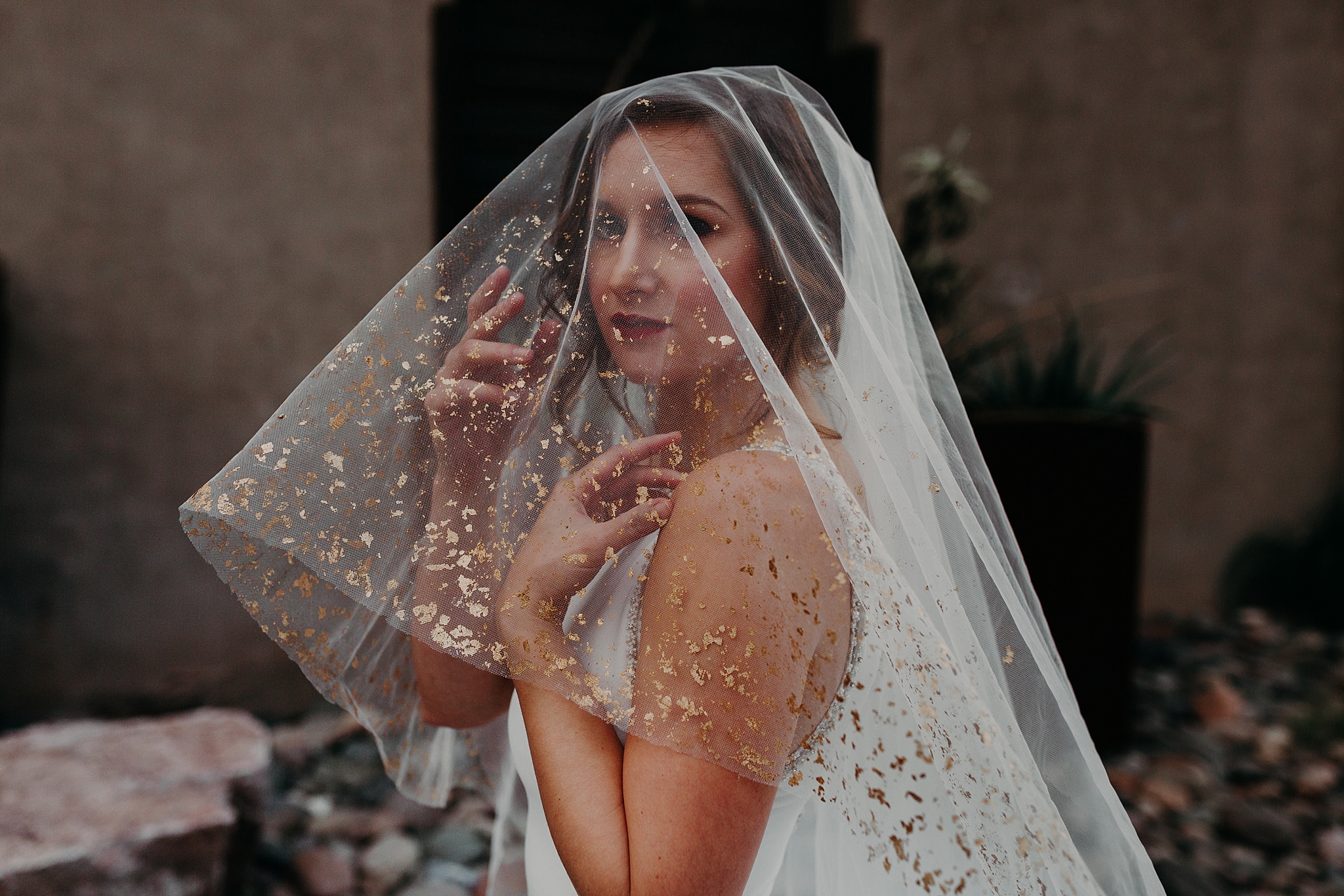 Gold Leafed Veil at The Ice House