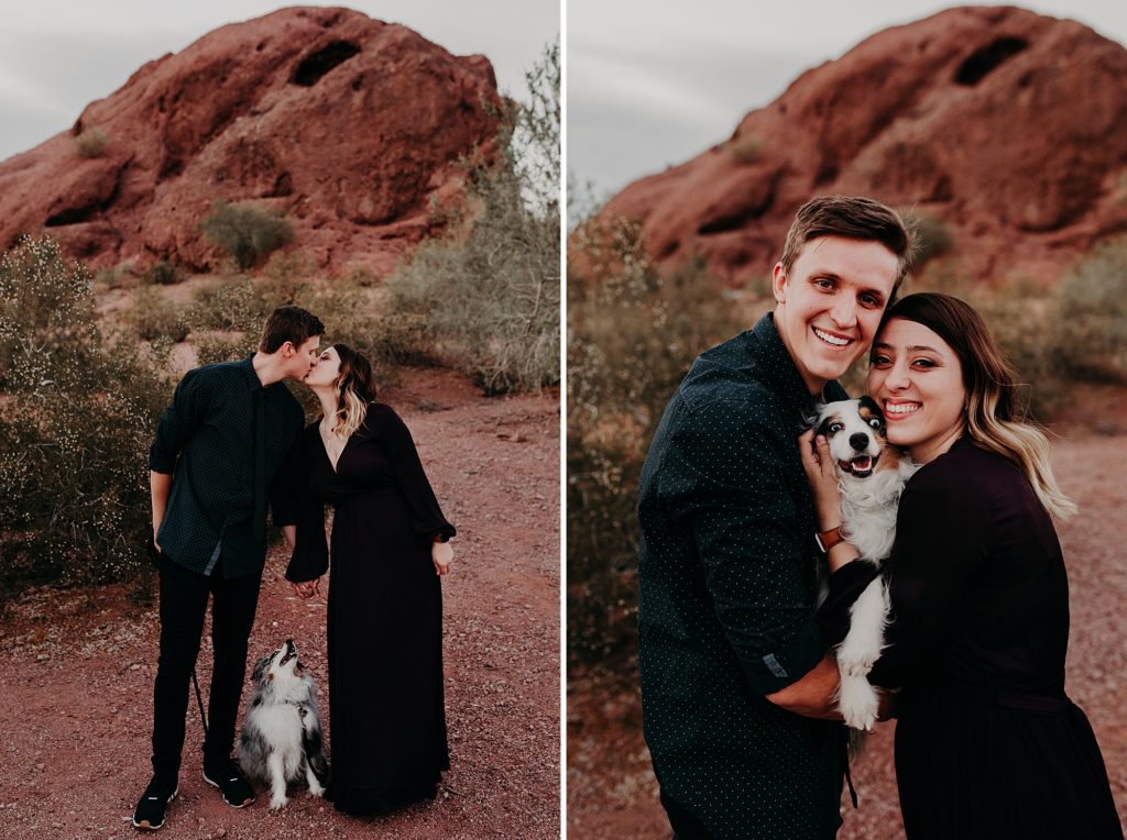 Engagement Photos at Papago Park with Mini Aussie