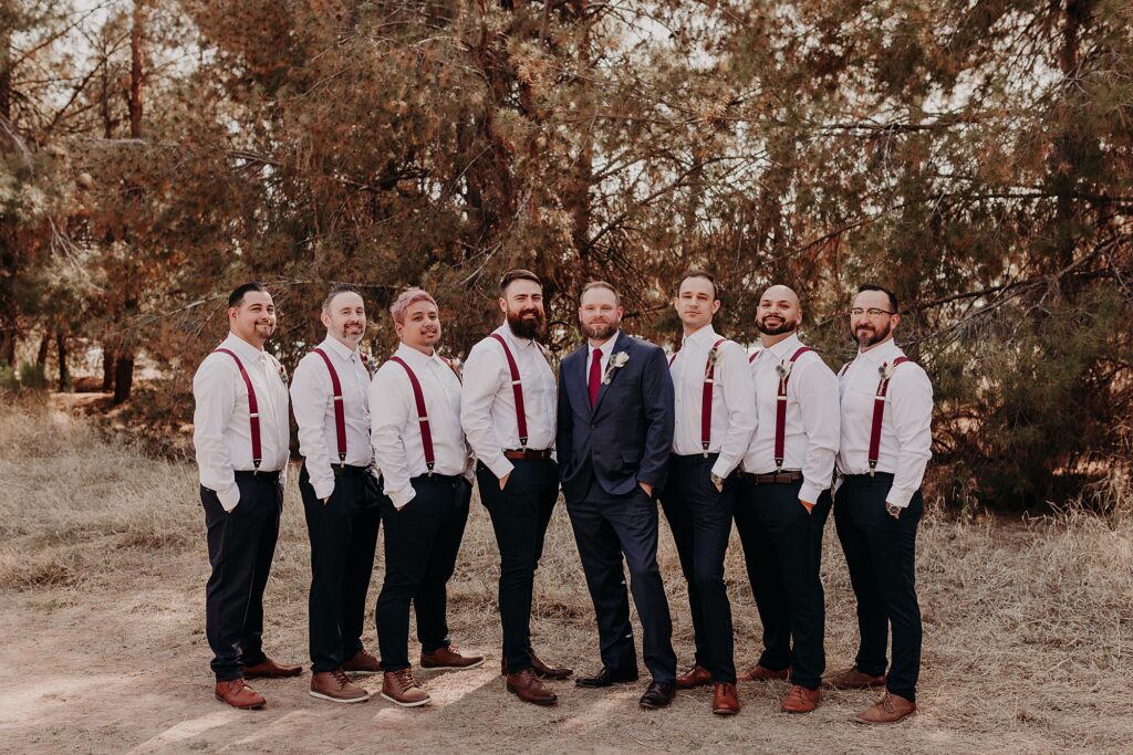 Groom hang out with groomsmen
