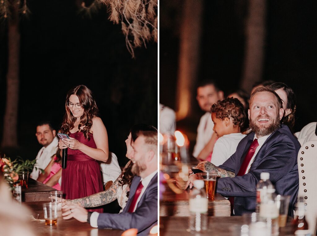 Toasts being given at wedding reception