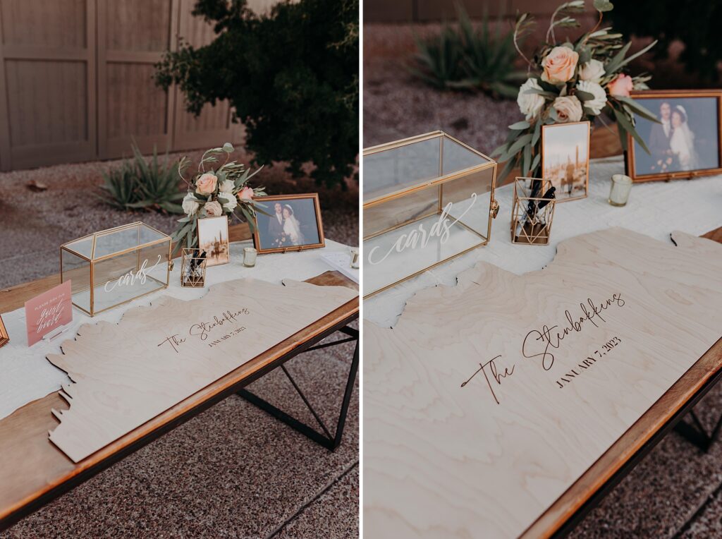 welcome table at paseo wedding