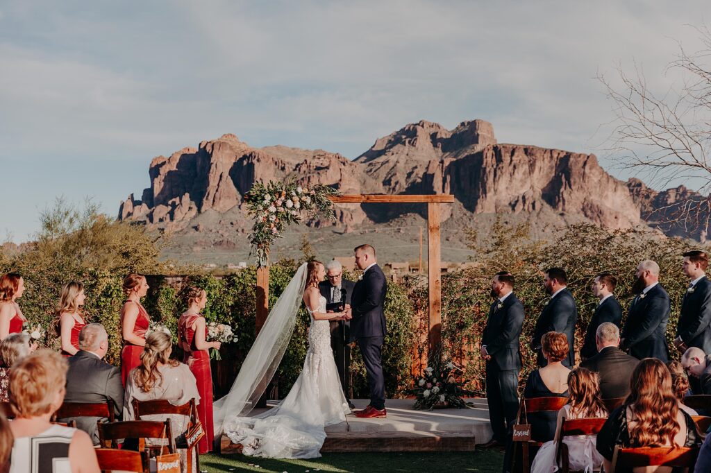 desert wedding ceremony at the paseo